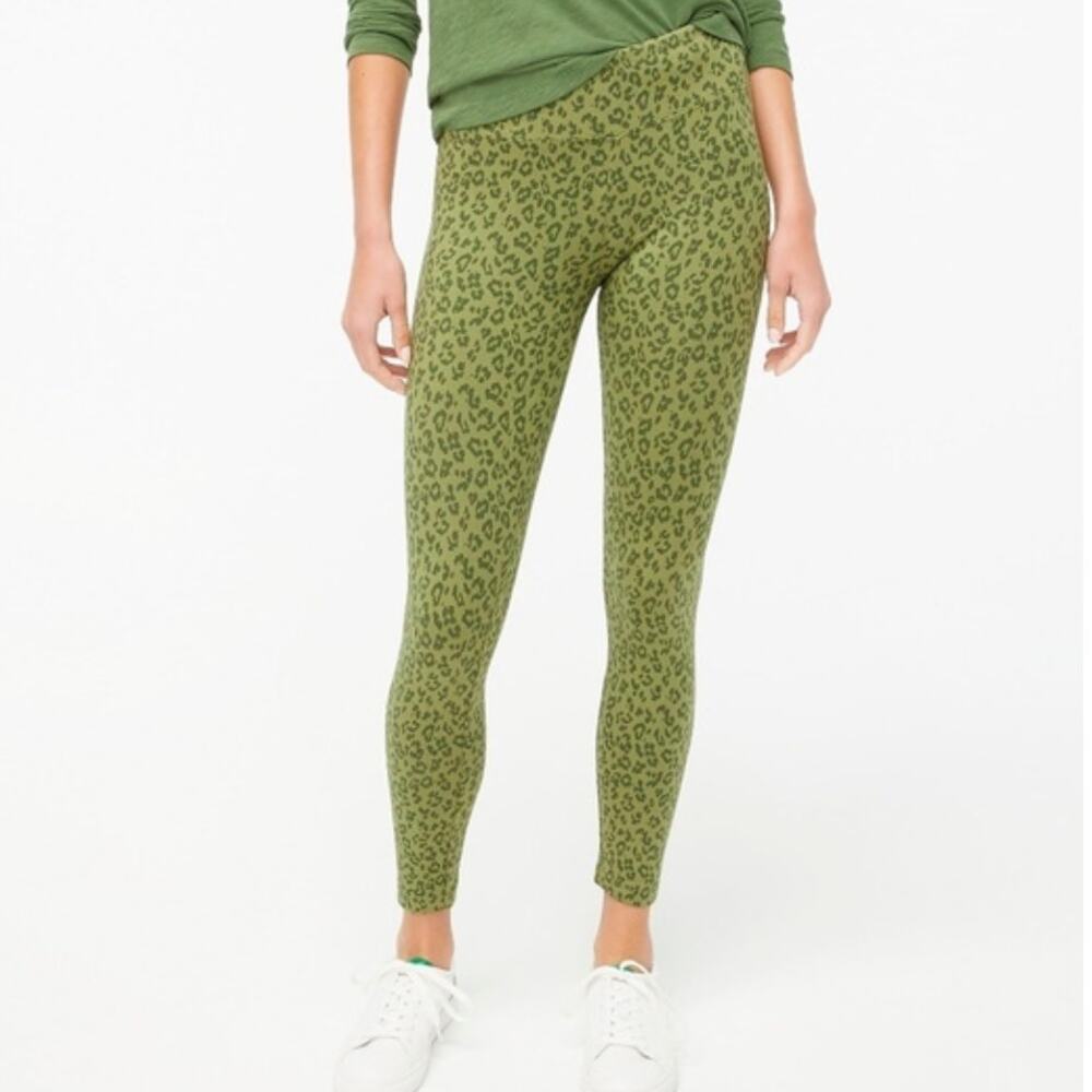 2/$15 J. Crew Leopard Print Full Length Everyday Leggings Loden Green Size XS